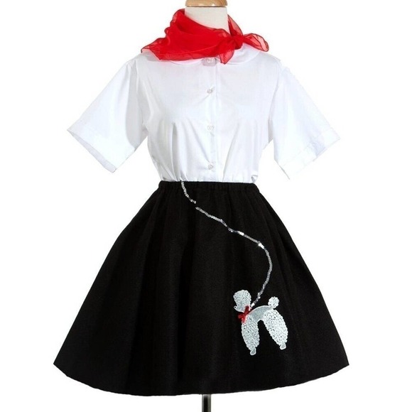 Black Child Youth Size Felt Poodle Skirt Sock Hop Dance Party W22-28 L19 Hey Viv - Picture 3 of 6